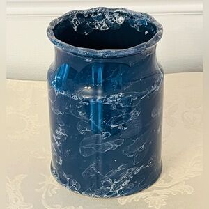 Vintage Blue Marble Vase Mount Clemens Pottery Athens Collection